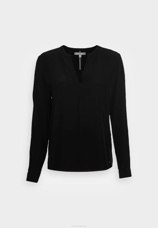 חולצה מוצקה NX208125 שָׁחוֹר Tommy Hilfiger