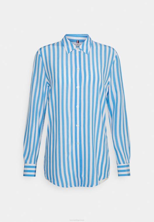 חולצה מכופתרת של מונגרמה פלור NX208127 בנקאי/הידרנגאה כחול Tommy Hilfiger