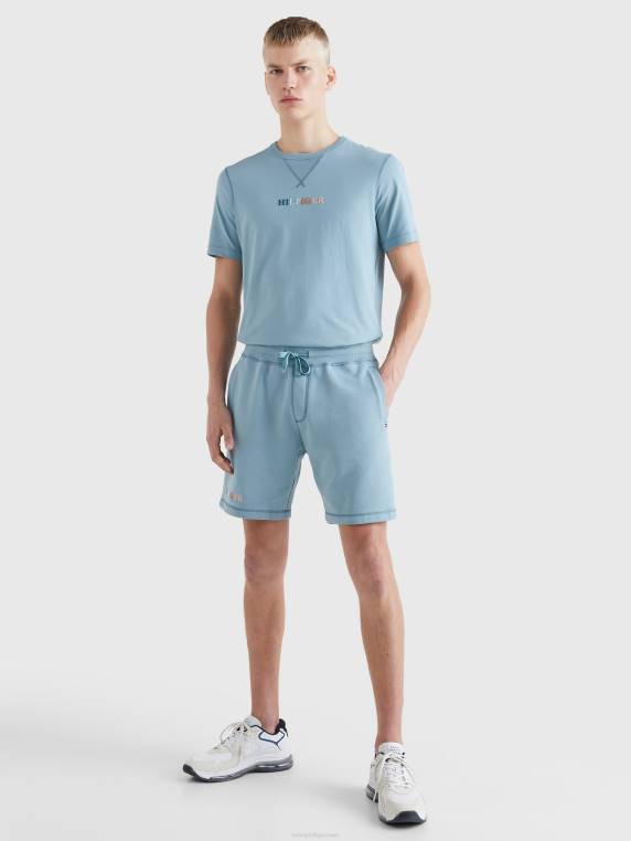 מכנסי רקמת לוגו ססגוניים NX20812 כחול גבוה Tommy Hilfiger