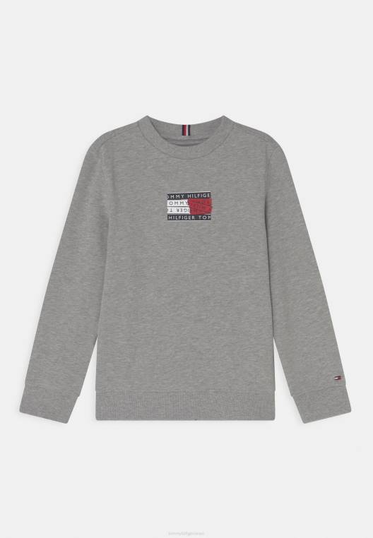 סווטשירט גרפי טייפ NX208138 אברש אפור בהיר Tommy Hilfiger