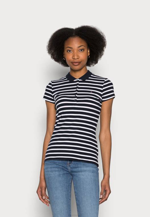 חולצת פולו דקה עם שרוולים קצרים NX208141 ברטון/שמי מדבר/לבנים Tommy Hilfiger