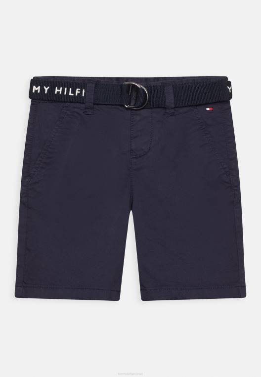 מכנסי ג'ינס קצרים עם חגורה חיונית NX208151 צי הדמדומים Tommy Hilfiger