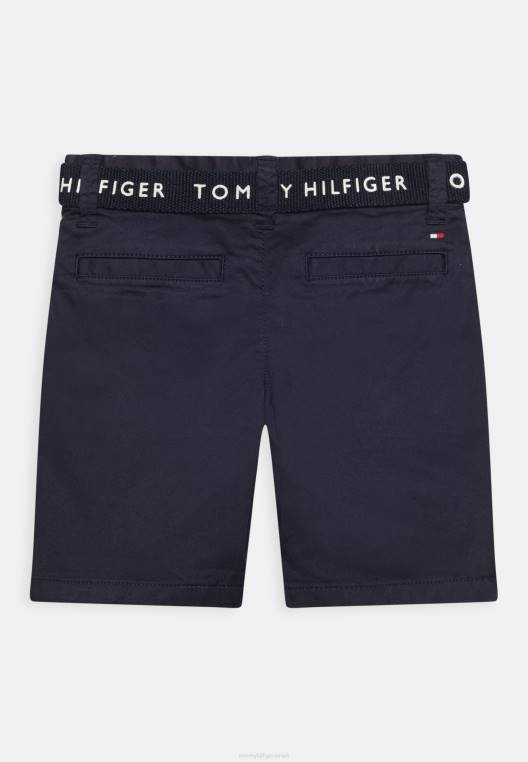 מכנסי ג'ינס קצרים עם חגורה חיונית NX208151 צי הדמדומים Tommy Hilfiger