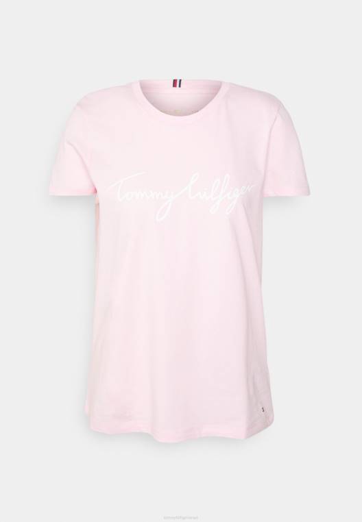 חולצת טריקו גרפית עם צווארון צווארון בהדפס טי NX208162 ורוד פסטל Tommy Hilfiger