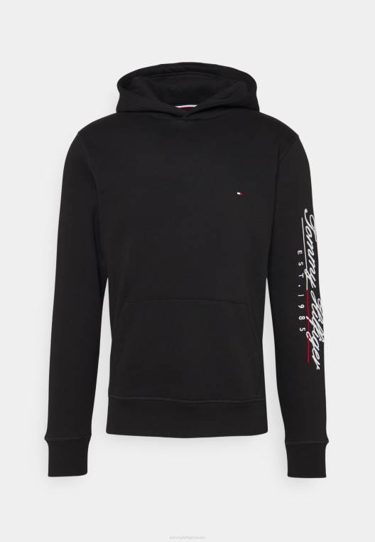 סווטשירט יוניסקס קפוצ'ון רקמת תסריט NX208193 שָׁחוֹר Tommy Hilfiger