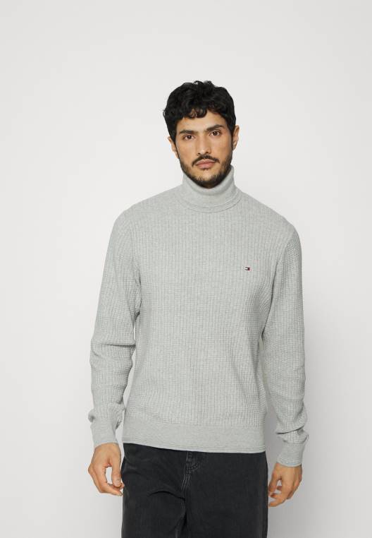 מגשר צוואר רול מבנה רשת NX208200 אברש אפור בהיר Tommy Hilfiger