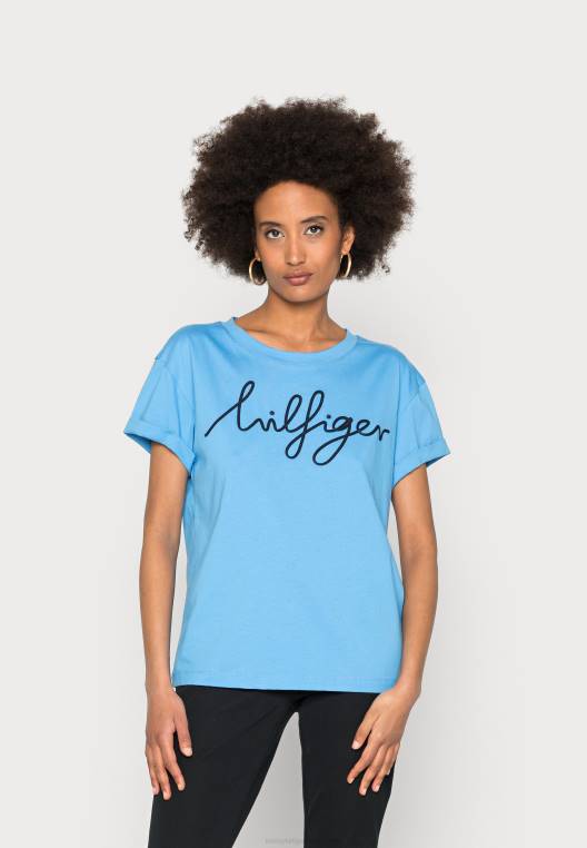 חולצה בהדפס תסריט NX208231 כחול הידראנגאה Tommy Hilfiger
