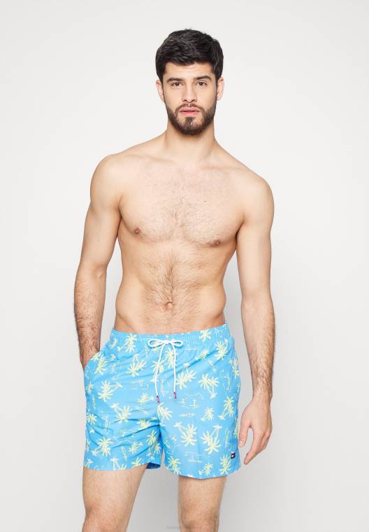 מכנסי שחייה בהדפס שרוך בינוני NX208266 כחול בהיר Tommy Hilfiger