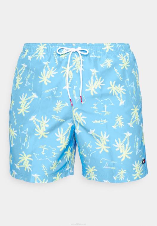 מכנסי שחייה בהדפס שרוך בינוני NX208266 כחול בהיר Tommy Hilfiger