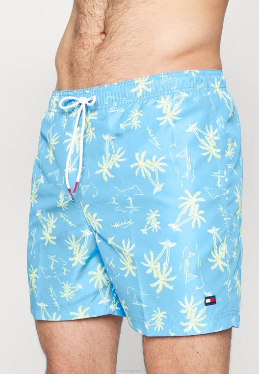 מכנסי שחייה בהדפס שרוך בינוני NX208266 כחול בהיר Tommy Hilfiger