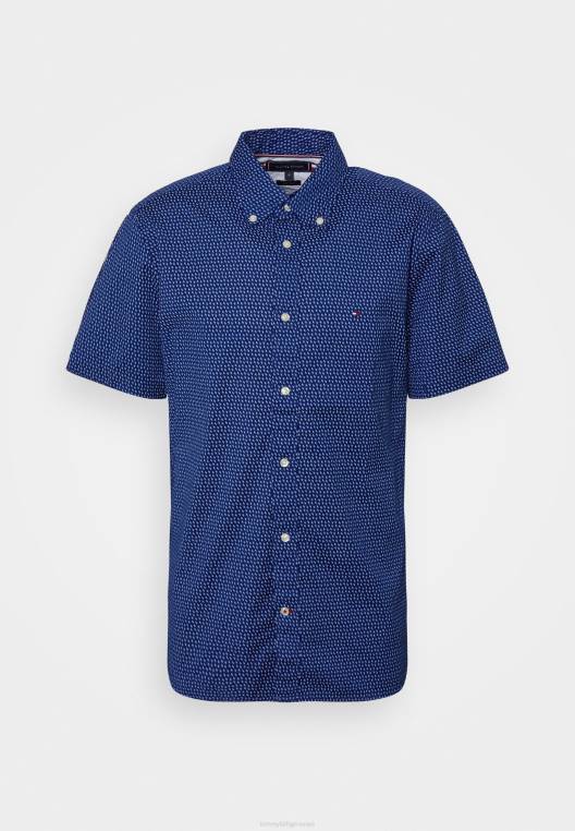 חולצה רכה בהדפס מיקרו NX208279 קרבון נייבי/כחול מבריק Tommy Hilfiger