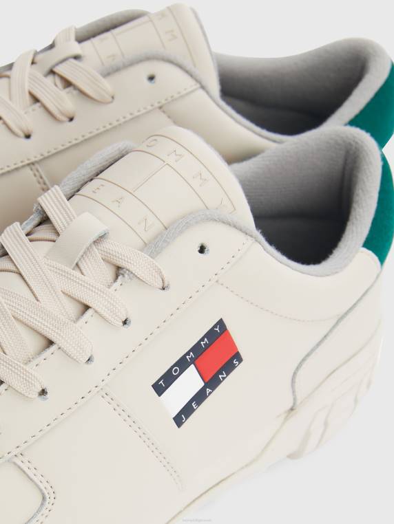 מאמנים עם סוליית עור רטרו NX20827 בז' אבן Tommy Hilfiger