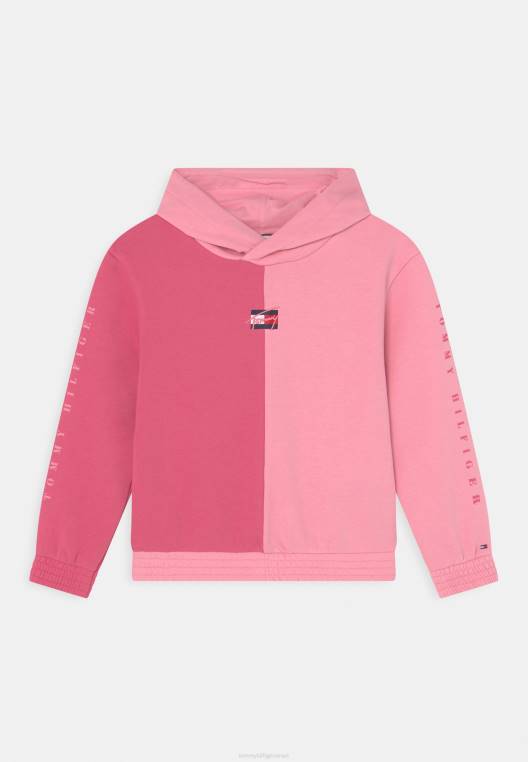 סווטשירט קפוצ'ון שני גווני שרוולים NX208291 ורוד טרי Tommy Hilfiger
