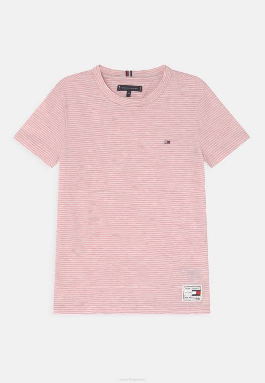 חולצת טריקו בהדפס פס ג'אספי NX208334 וָרוֹד Tommy Hilfiger