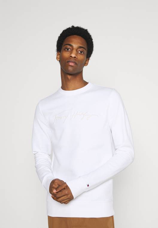 סווטשירט עם צווארון חתימה NX208342 לבן Tommy Hilfiger