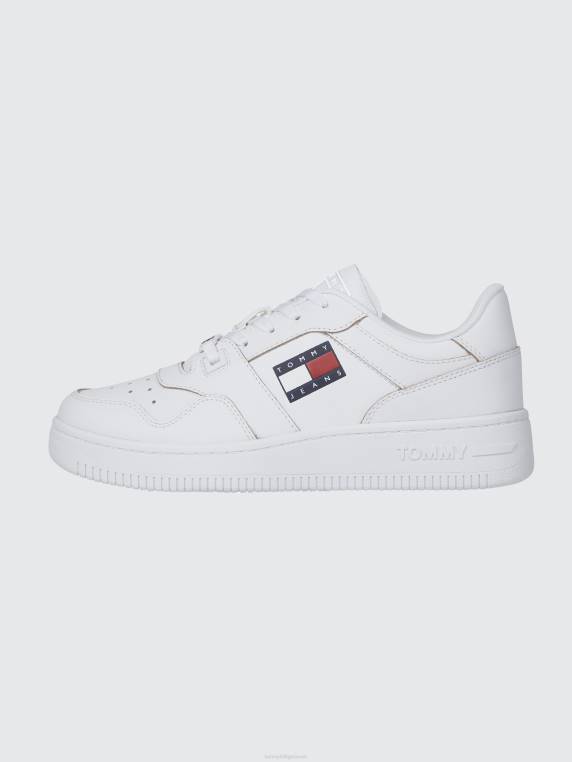נעלי סלסילות מעור לוגו NX20834 לבן Tommy Hilfiger
