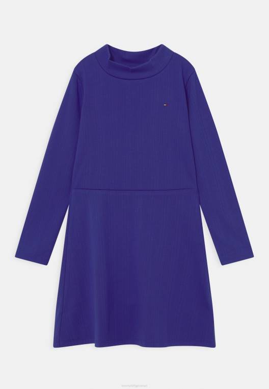 שמלת סקייטר עם צווארון מדומה שמלת ג'רסי NX208354 סגול בית המשפט Tommy Hilfiger