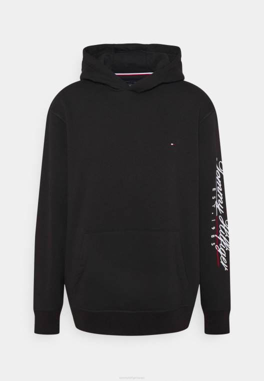 סווטשירט יוניסקס קפוצ'ון רקמת תסריט NX208374 שָׁחוֹר Tommy Hilfiger