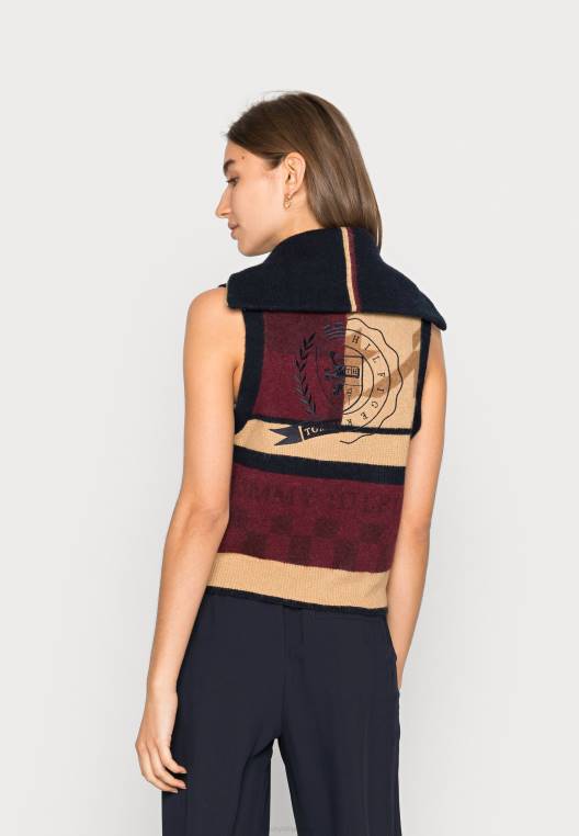 סמל מגשר אפוד עם רוכסן רגיל NX208377 חום/בז'/אדום Tommy Hilfiger