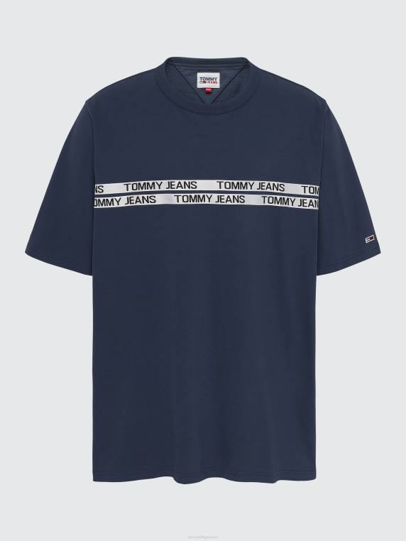 חולצת טריקו מכותנה אורגנית בתוספת טייפ NX20837 צי הדמדומים Tommy Hilfiger