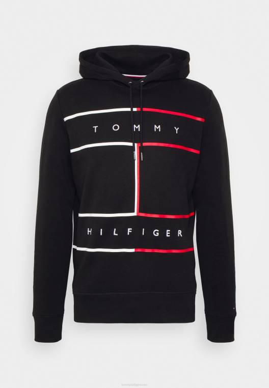 סווטשירט קפוצ'ון דגל גדול NX208380 שָׁחוֹר Tommy Hilfiger
