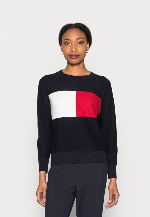 סוודר סוודר עם צווארון דגל רגיל NX208398 שמיים מדבריים Tommy Hilfiger