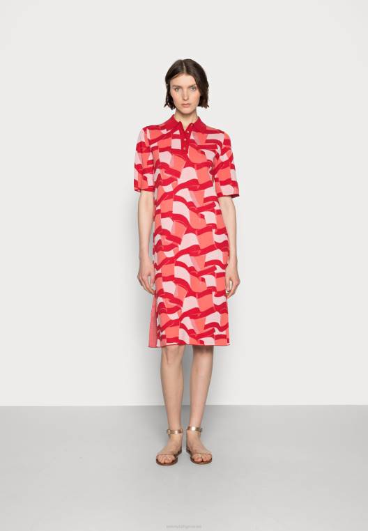 שמלת יום שמלת סמל פולו מידי NX208401 אָדוֹם Tommy Hilfiger