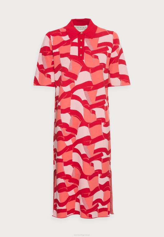 שמלת יום שמלת סמל פולו מידי NX208401 אָדוֹם Tommy Hilfiger