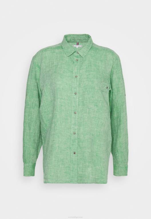 חולצה ארוכה ורגועה מכופתרת NX208407 ירוק בוטני Tommy Hilfiger