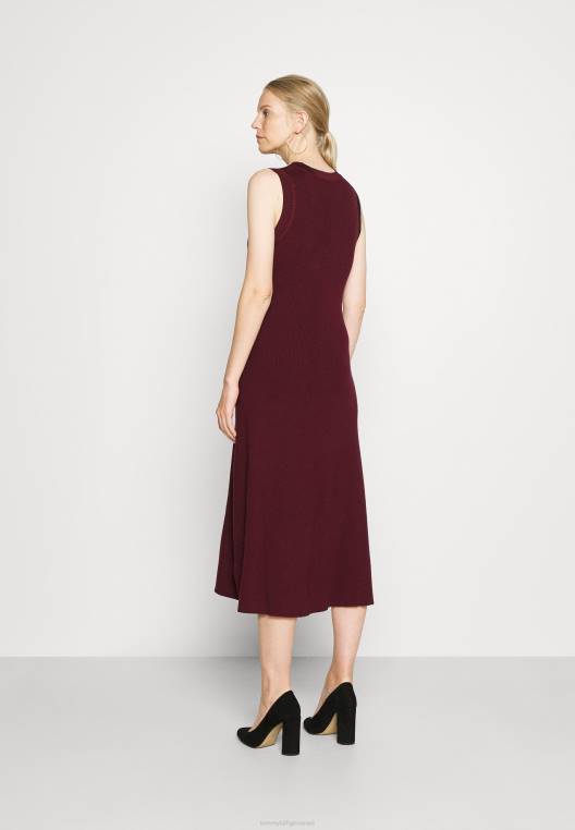 שמלת מגשר מידי של הנלי NX208427 אודם עמוק Tommy Hilfiger