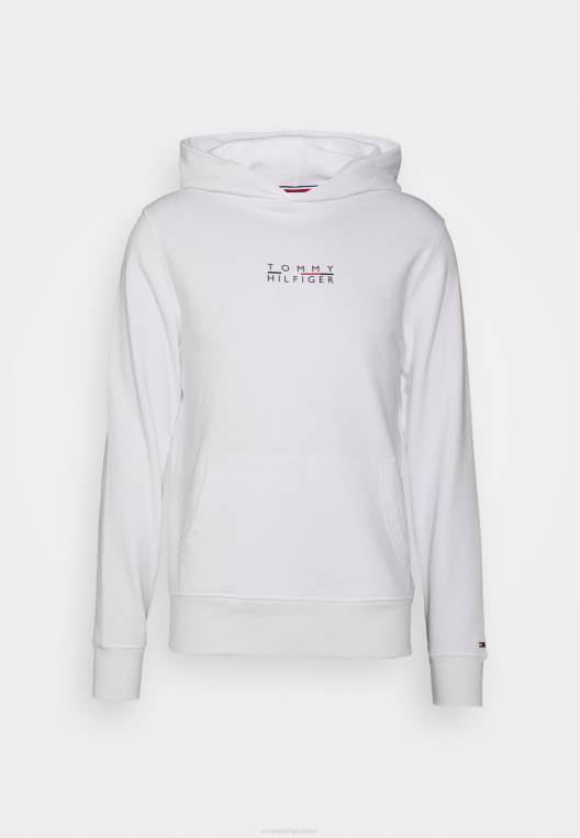 סווטשירט קפוצ'ון לוגו מרובע NX208433 לבן Tommy Hilfiger