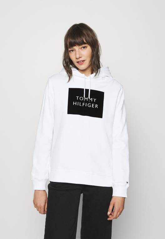 סווטשירט קפוצ'ון קופסת להקה NX208436 לבן Tommy Hilfiger