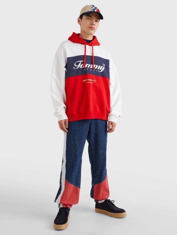 קפוצ'ונים חסומים בצבע רקמת לוגו NX20843 ארגמן עמוק/רב Tommy Hilfiger