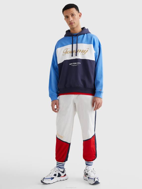 קפוצ'ונים חסומים בצבע רקמת לוגו NX20844 דמדומים צי/מולטי Tommy Hilfiger