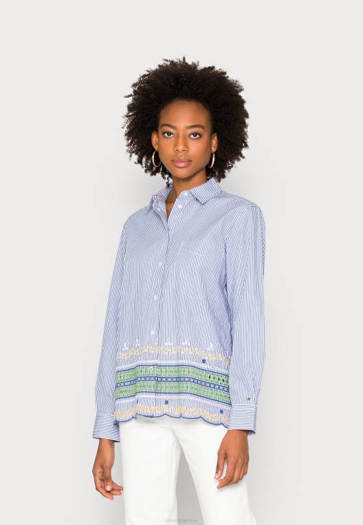 חוּלצָה NX208468 cutwork ithaca stp/peri blue Tommy Hilfiger