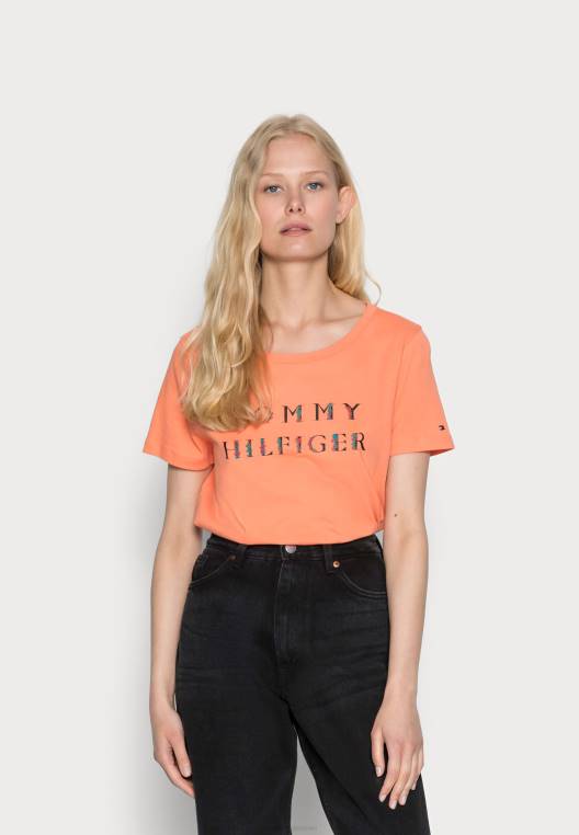 חולצת טריקו רגילה בהדפס פרחים NX208509 תפוז Tommy Hilfiger