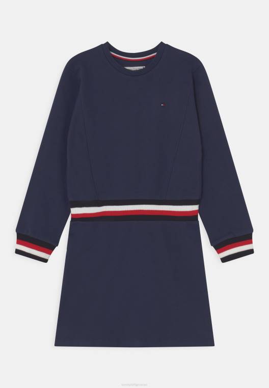 שמלת ג'רסי שמלת פסים גלובלית NX208544 צי הדמדומים Tommy Hilfiger
