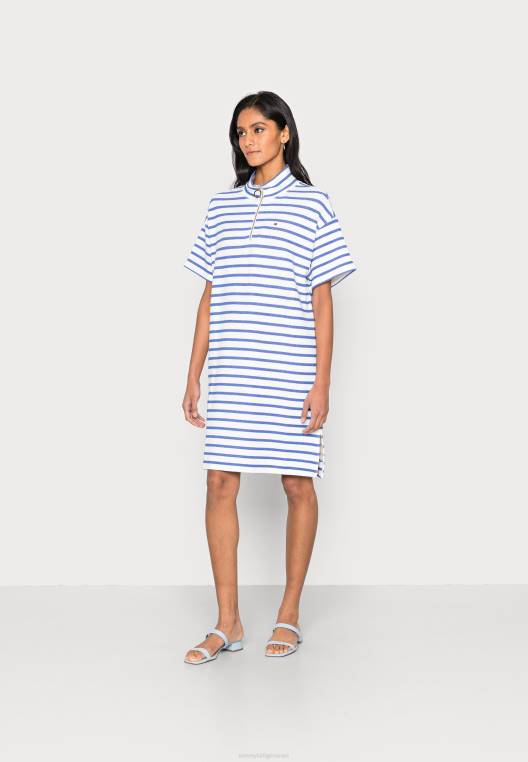 שמלת ברך חצי רוכסן שמלת יום NX208550 ברטון/לבן ורונה כחול Tommy Hilfiger