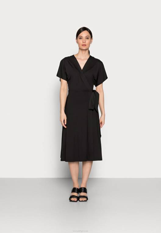 שמלת מעטפת מידי רגילה שמלת ג'רסי NX208556 שָׁחוֹר Tommy Hilfiger