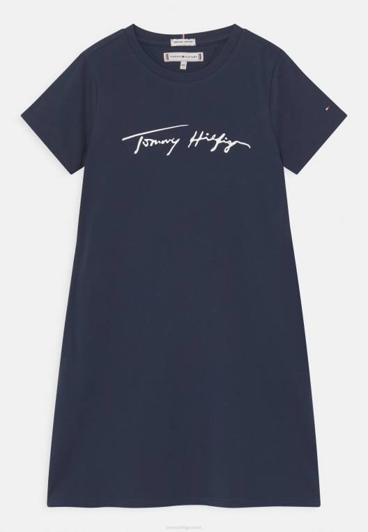 שמלת ג'רסי בהדפס תסריט NX208563 צי הדמדומים Tommy Hilfiger