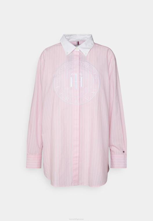 חולצת אוקספורד NX208564 אוקספורד stp/לבן/ורוד פסטל Tommy Hilfiger