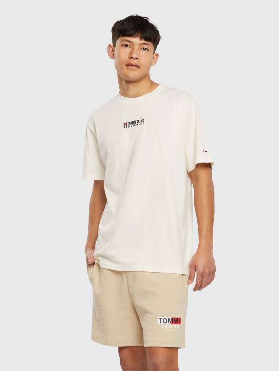 חולצה רקומה עם דגל NX20856 לבן עתיק Tommy Hilfiger