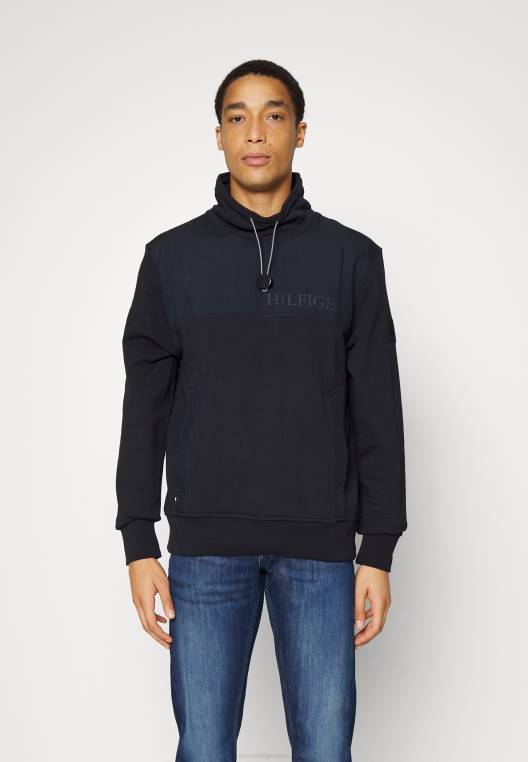 סווטשירט עם צווארון מיקס מדיה NX208581 שמיים מדבריים Tommy Hilfiger