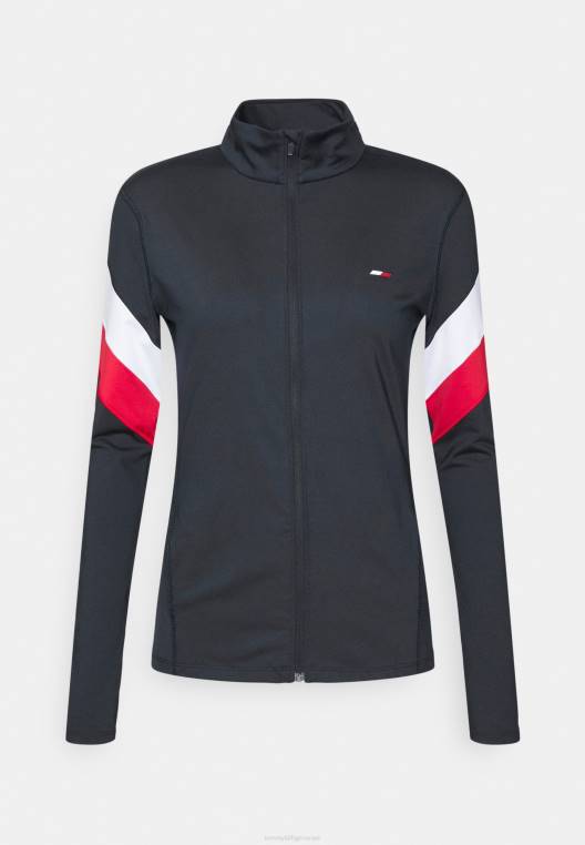 ז'קט אימון בלוק מלא עם רוכסן מלא NX208690 שמיים מדבריים/אדום ראשוני Tommy Hilfiger