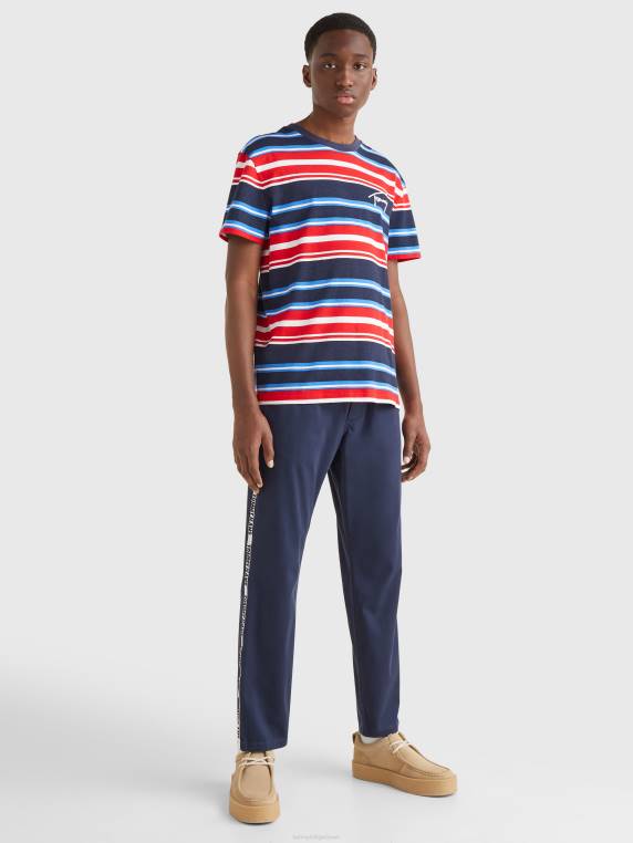 חולצת טי עם פס לוגו חתימה NX20869 פס דמדומים Tommy Hilfiger