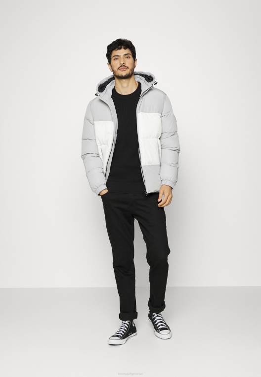 מעיל חורף עם קפוצ'ון גבוה בלוק NX208708 אפור ברזל Tommy Hilfiger