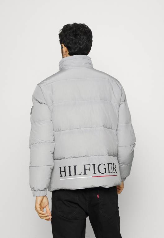 מעיל חורף עם קפוצ'ון גבוה בלוק NX208708 אפור ברזל Tommy Hilfiger