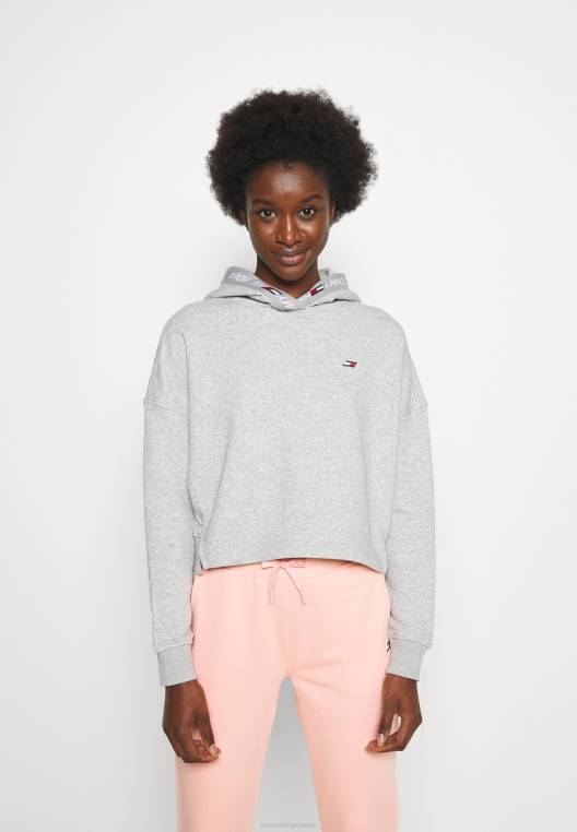 סווטשירט קפוצ'ון טייפ רגיל NX208724 אפור בהיר Tommy Hilfiger