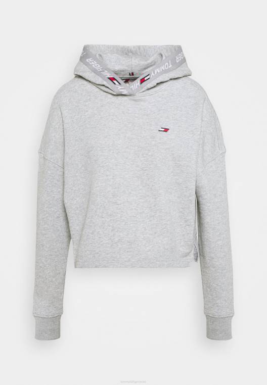 סווטשירט קפוצ'ון טייפ רגיל NX208724 אפור בהיר Tommy Hilfiger