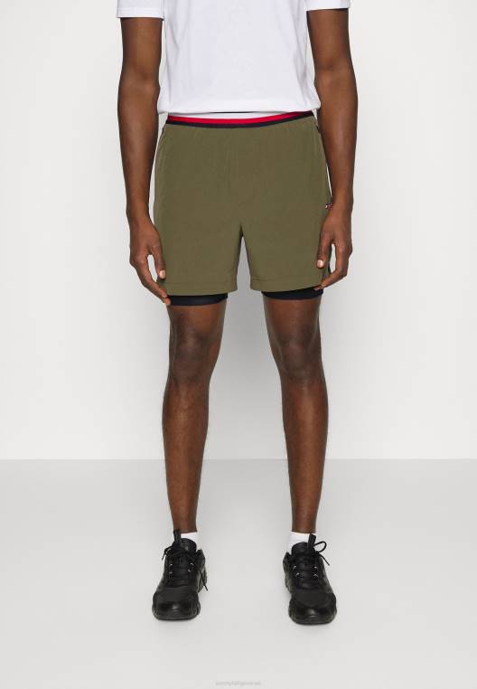 מכנסי ספורט קצרים לאימון חיוניים NX208736 צבא ירוק Tommy Hilfiger